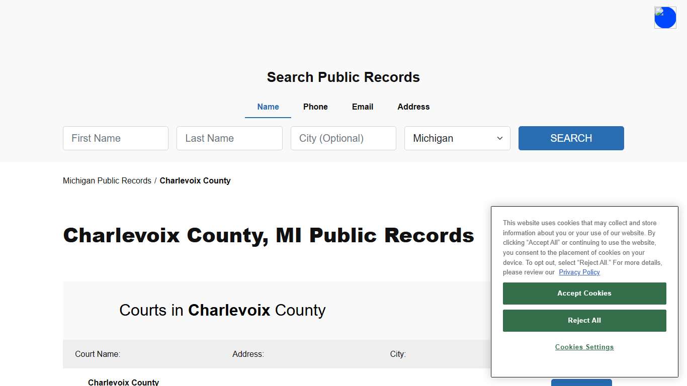 Charlevoix County, MI Public Court, Arrest and Inmate Records - ThePublicIndex